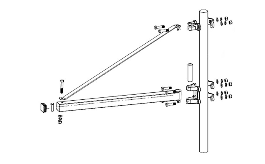 Roterande monteringsarm, Lyftvinsch 600kg